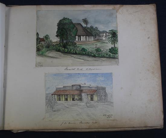 Emma Louise Knighton Topographical views of India, painted in childhood with additional studies of servants, all c.1864-69, overall 19.